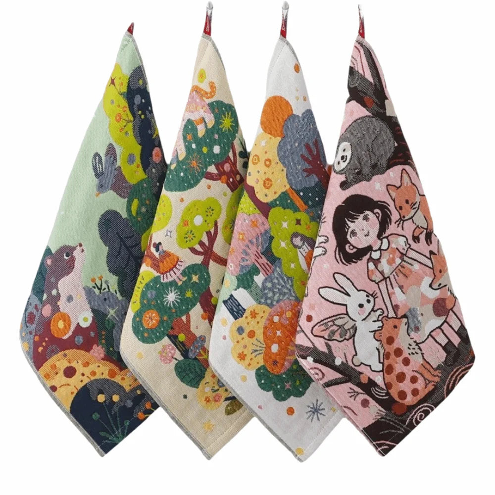 4-Layer Cotton Gauze Kitchen Hand Towel 34x40cm Quick Dry