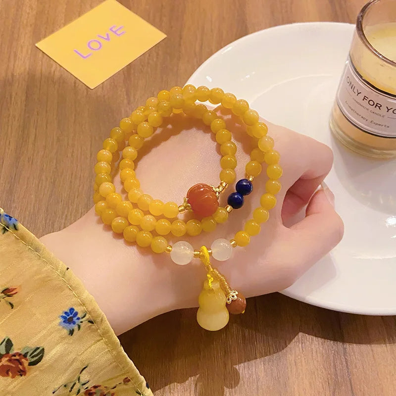 Retro Chinese Ethnic Jade Gourd Strand Bracelet | Unisex