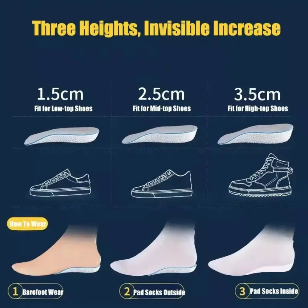 Height Increase Insoles EVA Heel Lift Pads 1.5–3.5cm Boost Height Increase Insoles Nixie