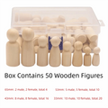 50Pcs Unfinished Wooden Peg Dolls DIY Craft Kit with Storage Box DIY Craft Kit Nixie Pine