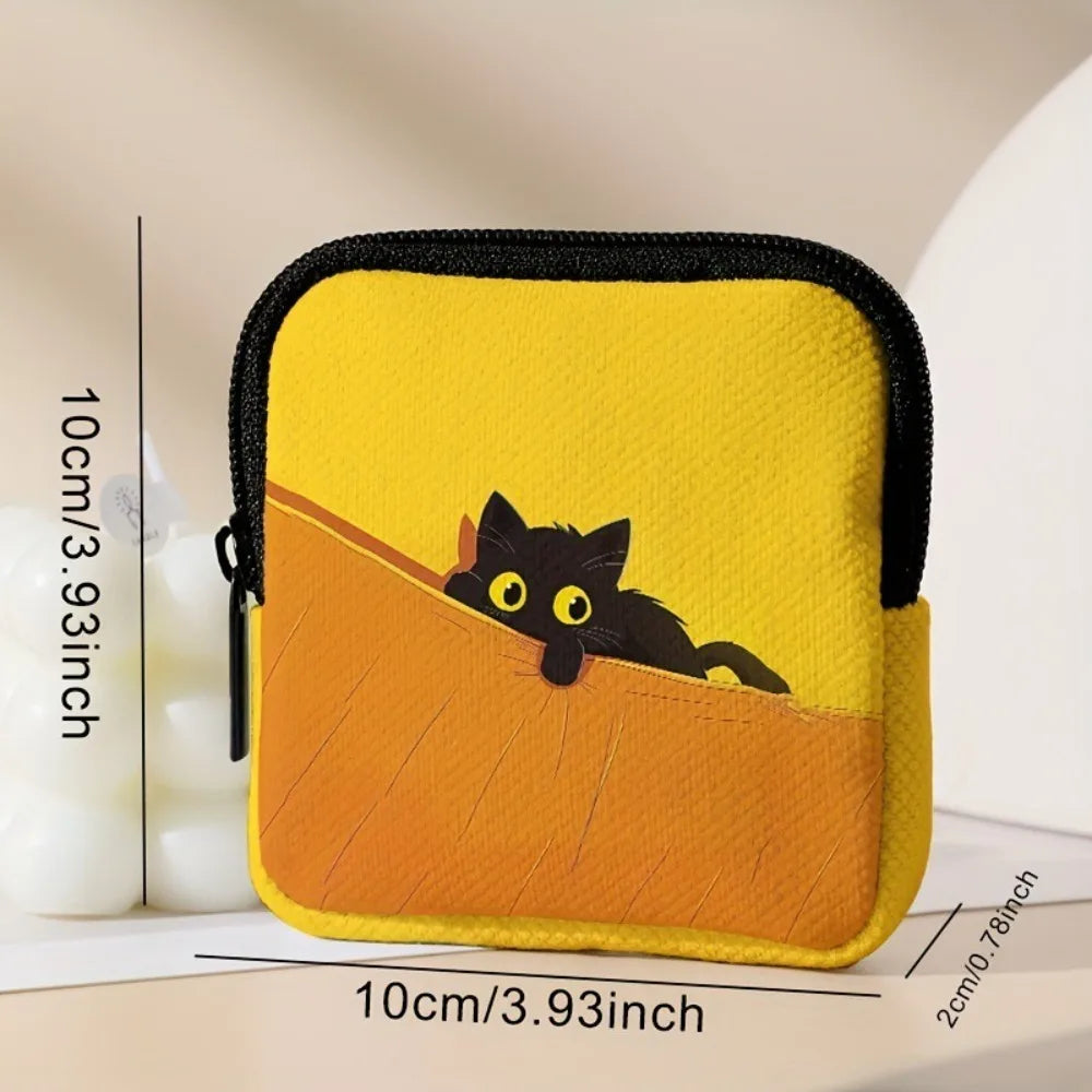 Mini Cat & Dog Print Coin Purse | Zipper Earphone Pouch Bag Mini Coin Purse Nixie