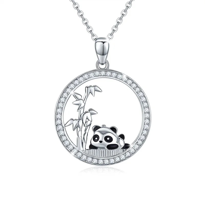 Cute Panda Opal Bamboo Pendant Necklace | Fashion Jewellery Pendant Necklace Nixie