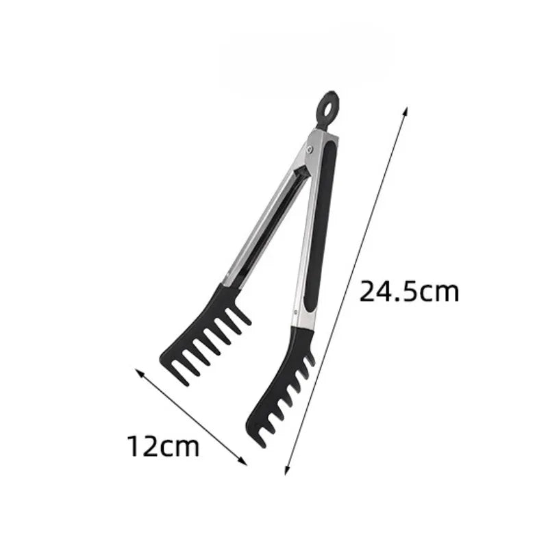 Stainless Steel Food Tongs with Non-Slip Silicone Handle Kitchen Food Tongs Nixie black