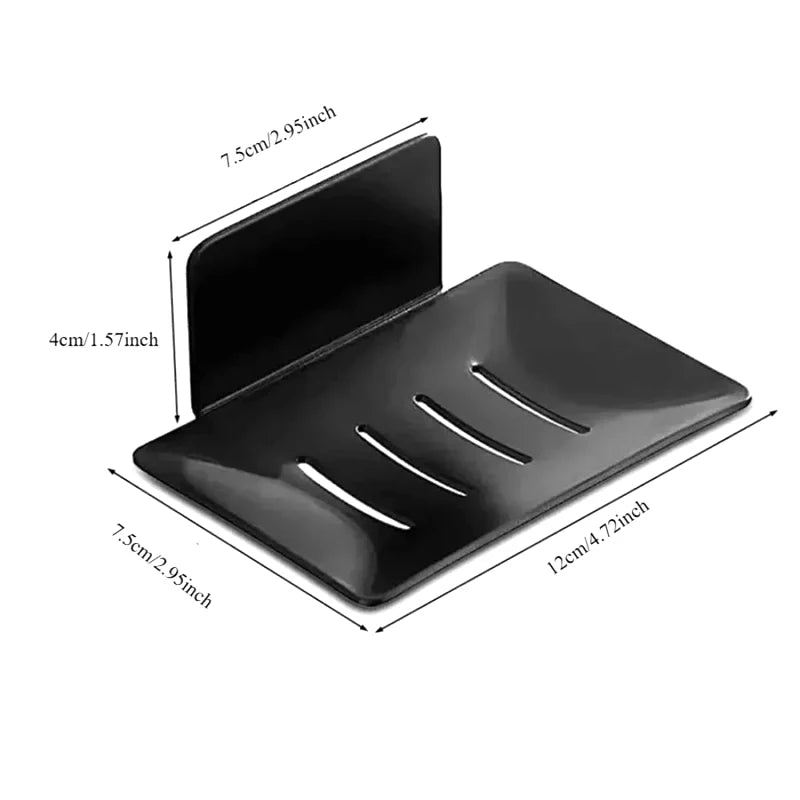 Wall Mounted Carbon Steel Soap Tray with Drainage – Black Soap Dish Holder Nixie