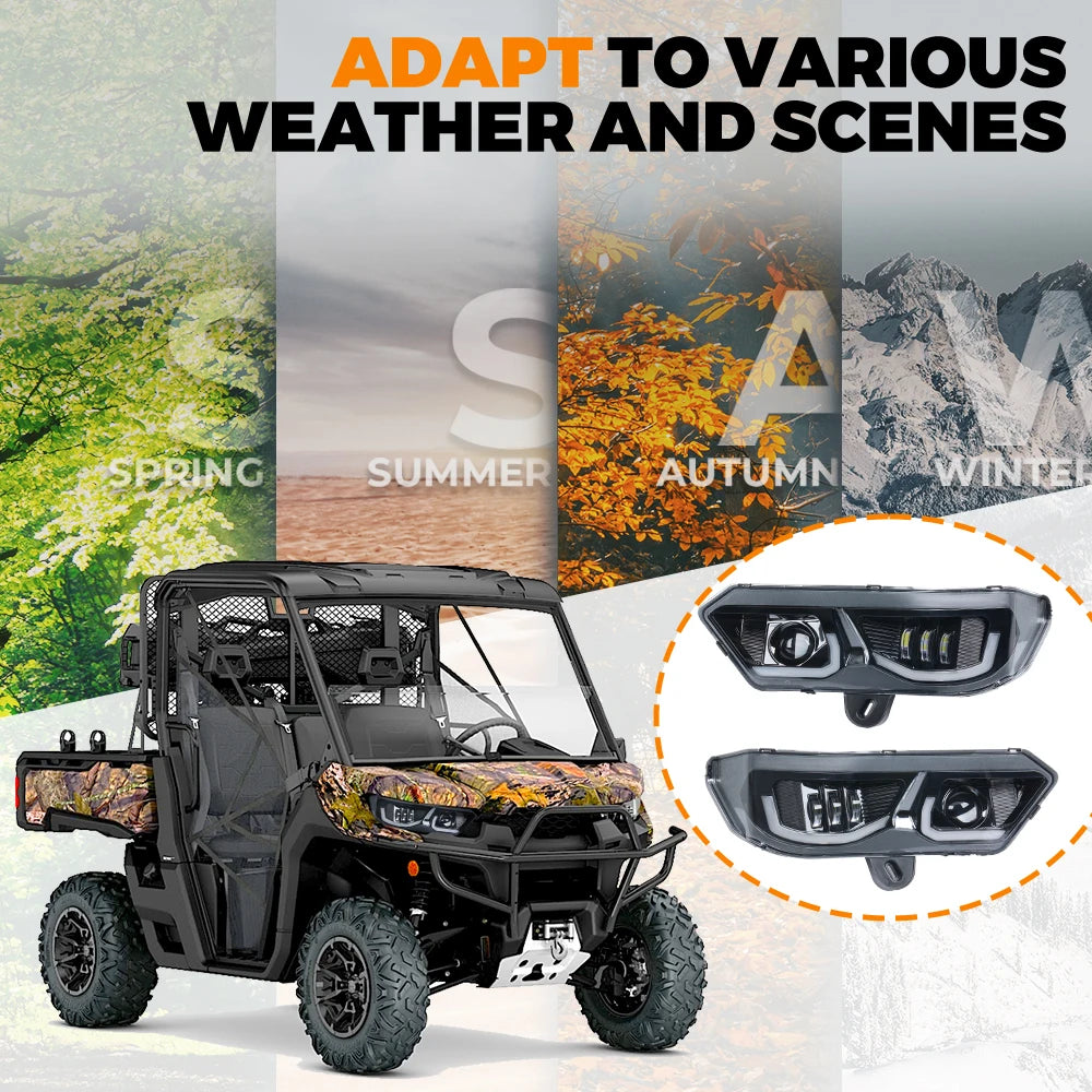 Can-Am Defender LED Headlight Kit – DRL, Turn Signal, IP67 UTV LED Headlight Kit Nixie