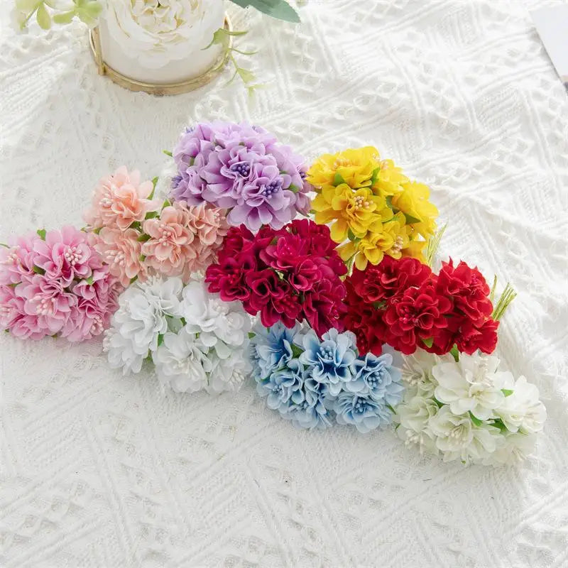 Mini Artificial Silk Carnation Bouquet 6 Heads – DIY Decor