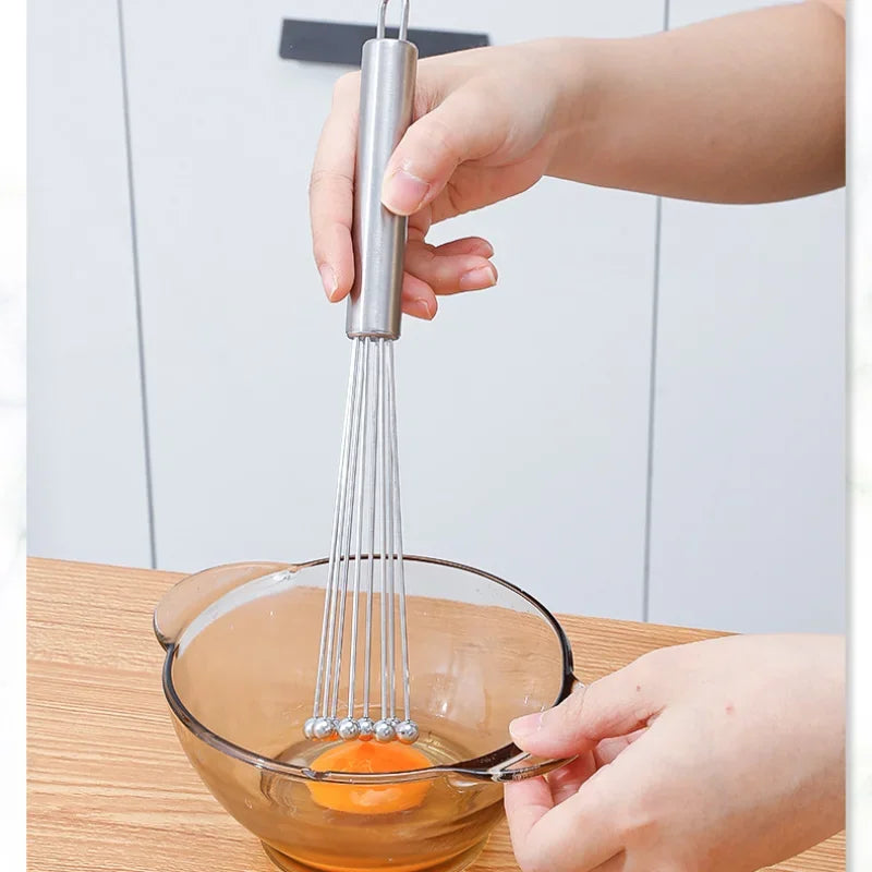 Stainless Steel Ball Whisk Set 10" & 12" – Manual Egg Beater Kitchen Whisk Set Nixie