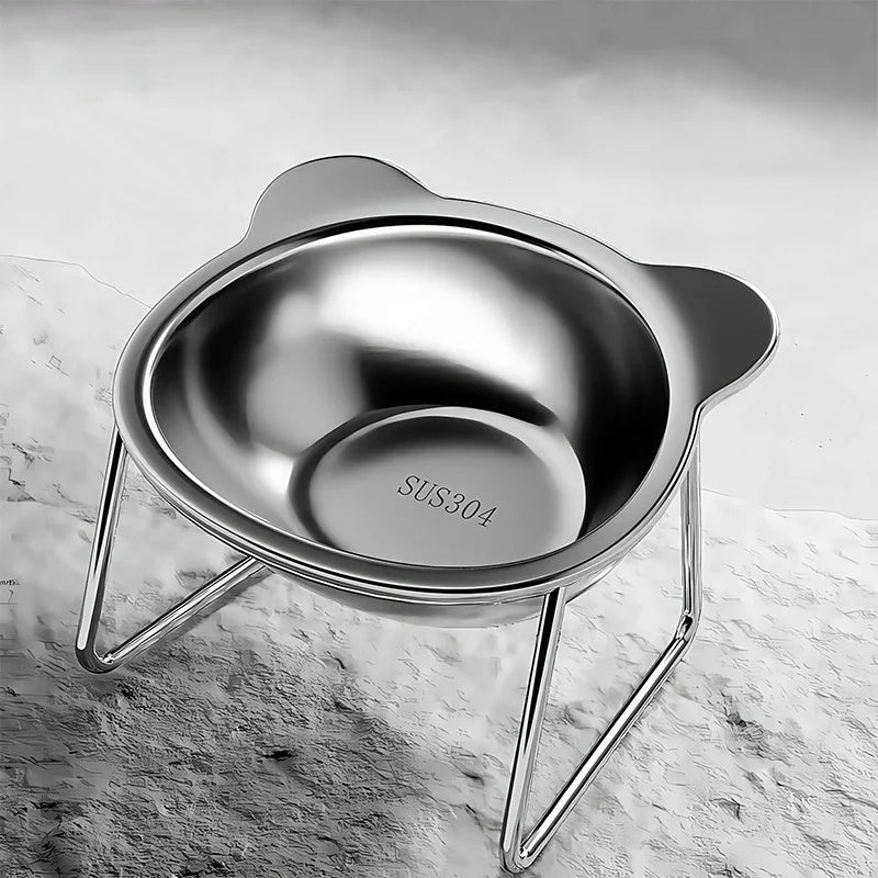 Raised Cat Bowl 304 Stainless Steel 15° Tilted Elevated Pet Dish Elevated Pet Bowl Nixie