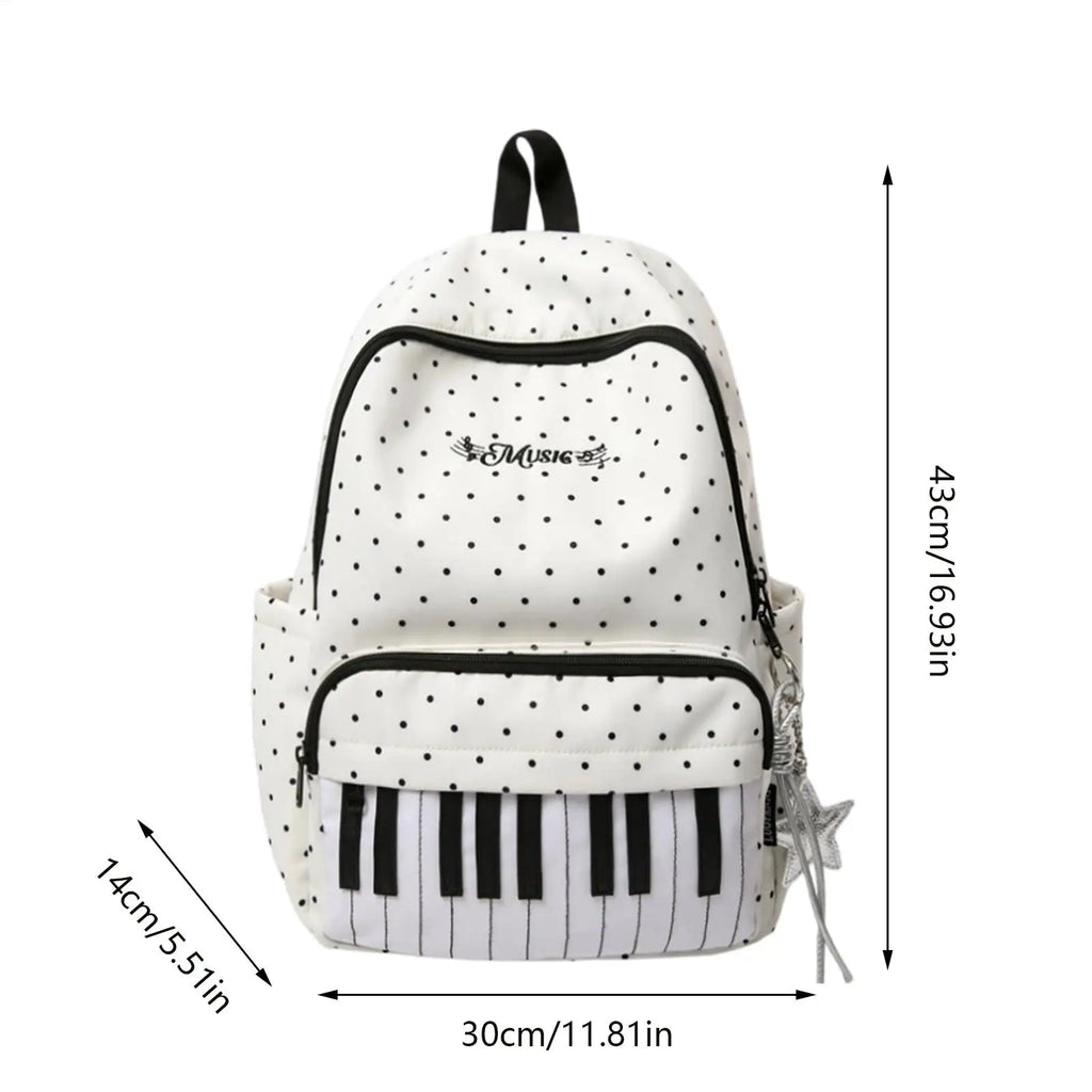 Nylon Piano Print Color-Block Travel Backpack – Large Capacity Fashion Backpack Nixie