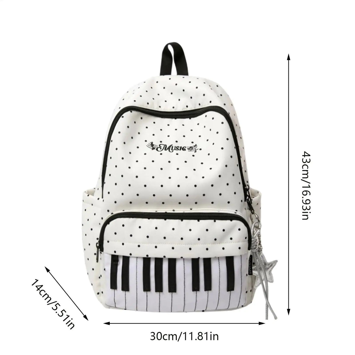 Nylon Piano Print Color-Block Travel Backpack – Large Capacity Fashion Backpack Nixie