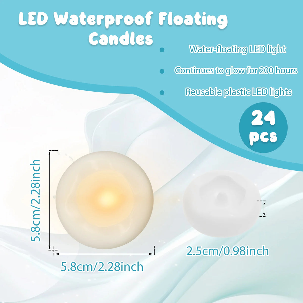 Waterproof Flameless Floating LED Tealight Candles 12/24 Pack