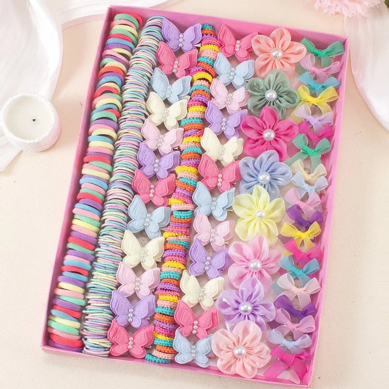 134-Piece Bow Hair Clips, Hairbands & Ponytail Holders Set