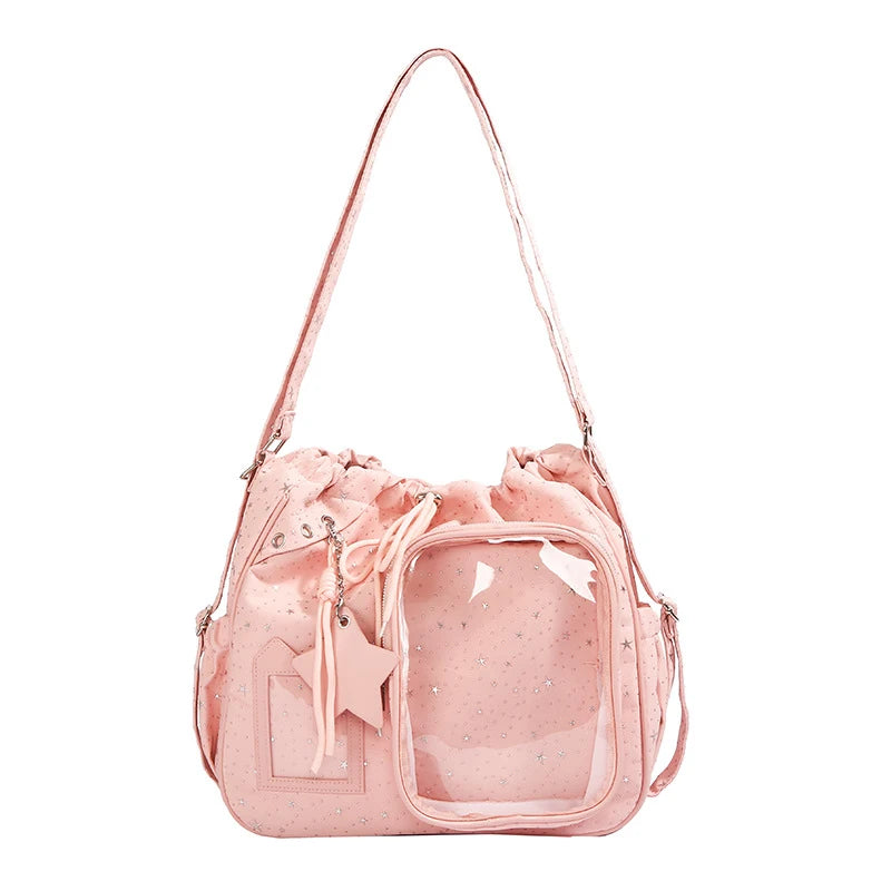 Star Print Drawstring Backpack – Large Crossbody Bag for Girls Drawstring Backpack Nixie
