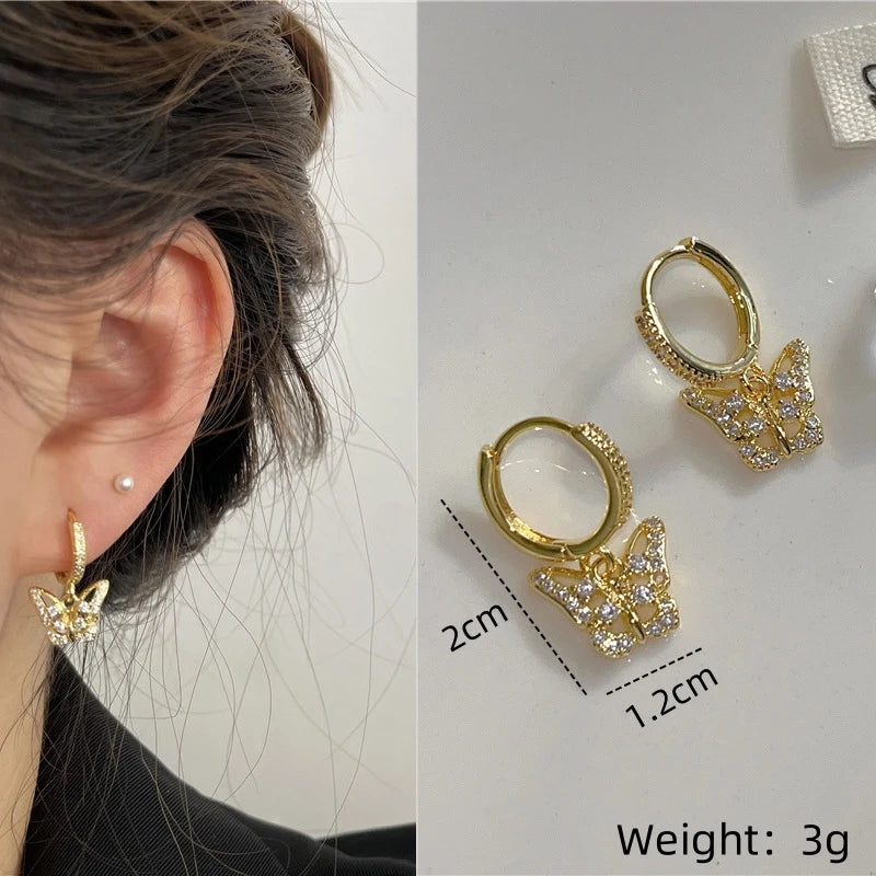 Sparkling Zircon Hoop Drop Earrings – 14K Gold Plated Women Drop Hoop Earrings Nixie XL1553-31