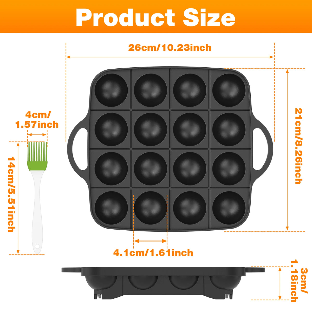 16-Hole Nonstick Takoyaki Pan – Die Cast Aluminum Cooker