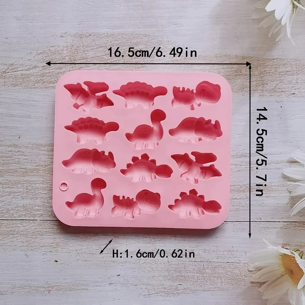 3D Dinosaur Silicone Mold 12-Cavity | Chocolate Cake Baking Tray Silicone Baking Mold Nixie