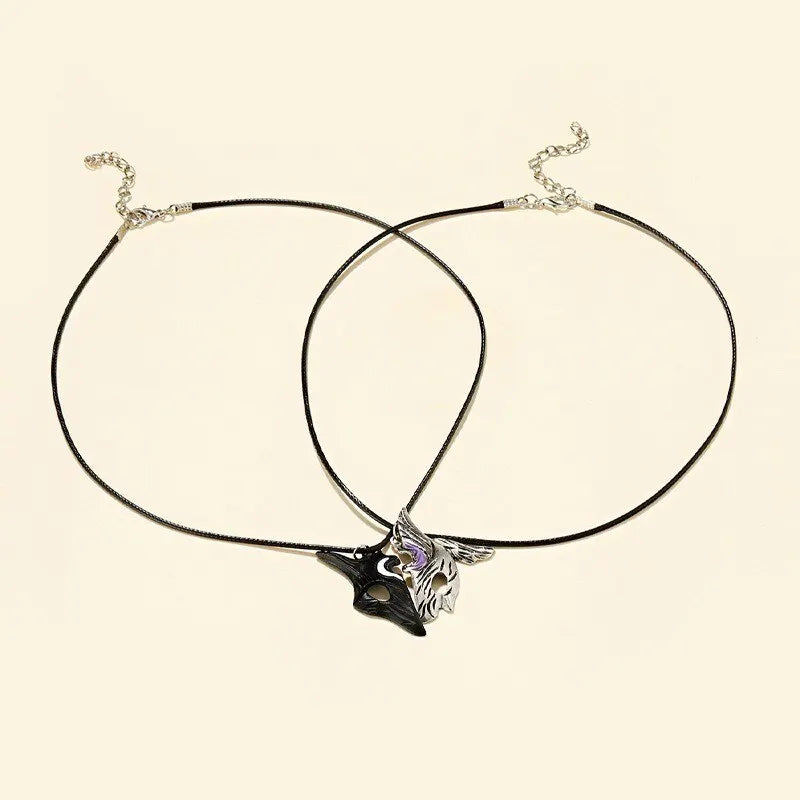 2PCS Antique Silver Couple Necklace – Sheep & Wolf Pendants Couple Pendant Necklace Nixie