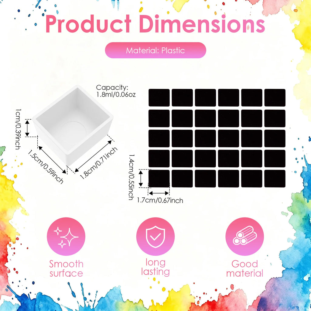 150 Empty Watercolor Half Pans with Magnetic Strips | DIY Palette Watercolor Paint Pans Nixie