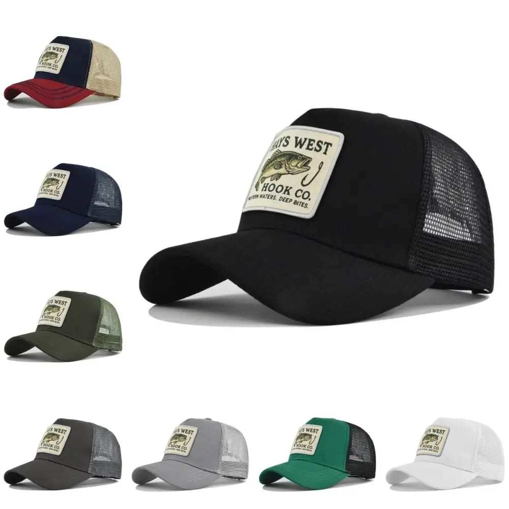 Fishing Embroidery Trucker Hat | Breathable Mesh Baseball Cap Trucker Baseball Cap Nixie