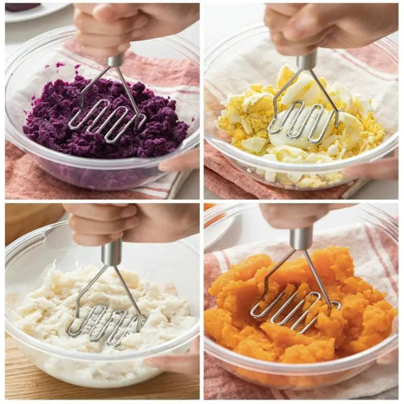 Heavy Duty Stainless Steel Potato Masher – Grip Handle Potato Masher Nixie