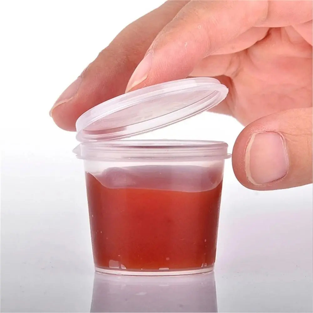 50pcs Leak-Proof Sauce Cups with Hinged Lids | Clear Containers