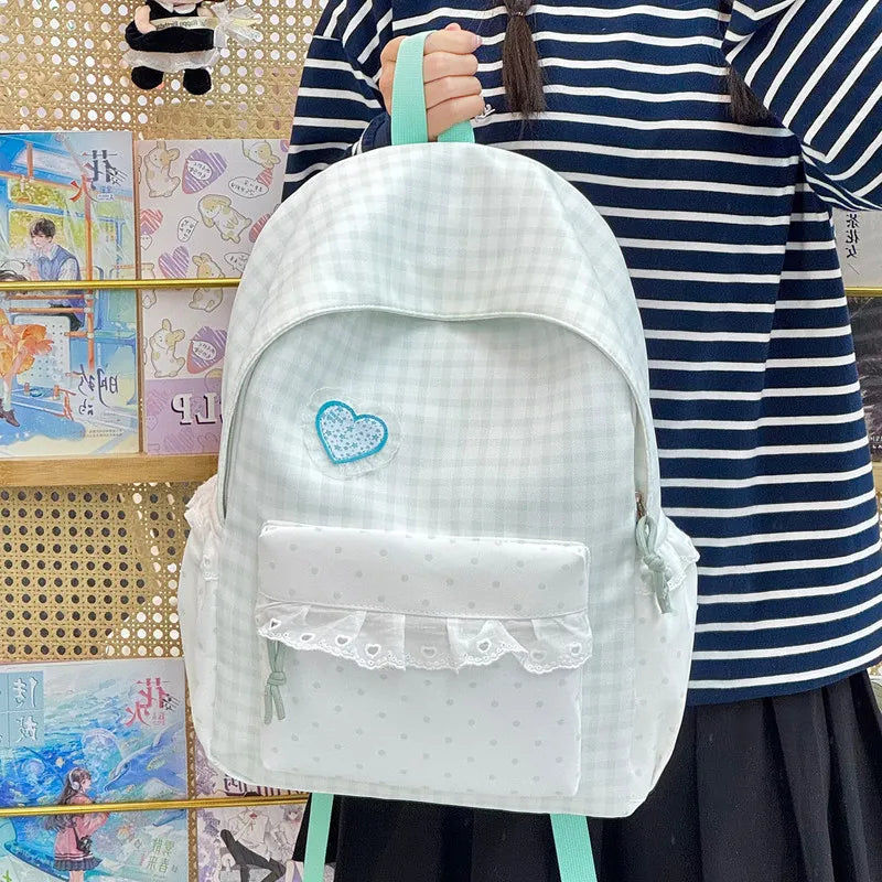 Japanese Style Windproof Plaid Backpack for Women & Girls Women's Backpack Nixie