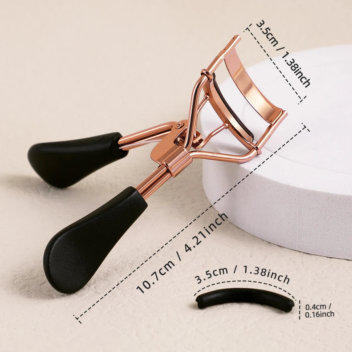 Portable Stainless Steel Eyelash Curler + 15 Silicone Pads