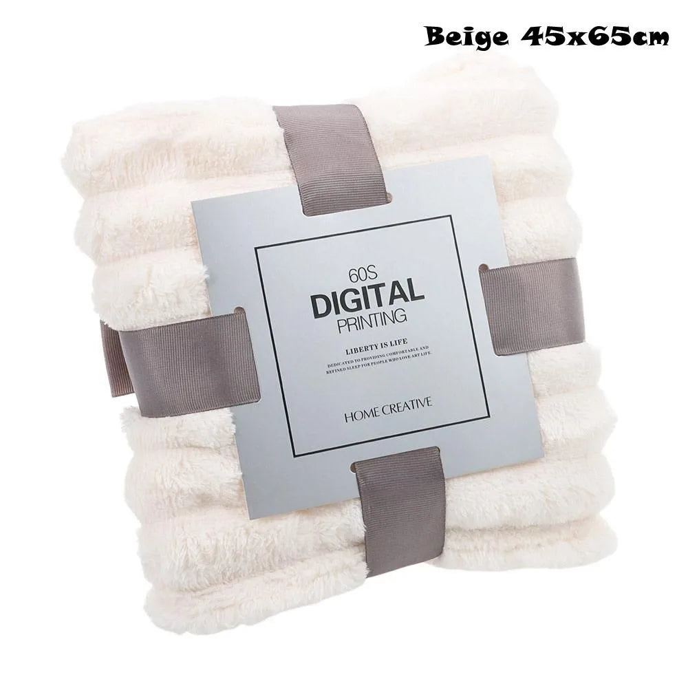 Double-Sided Coral Fleece Bunny Blanket – Soft & Breathable Fleece Throw Blanket Nixie Beige 45x65cm