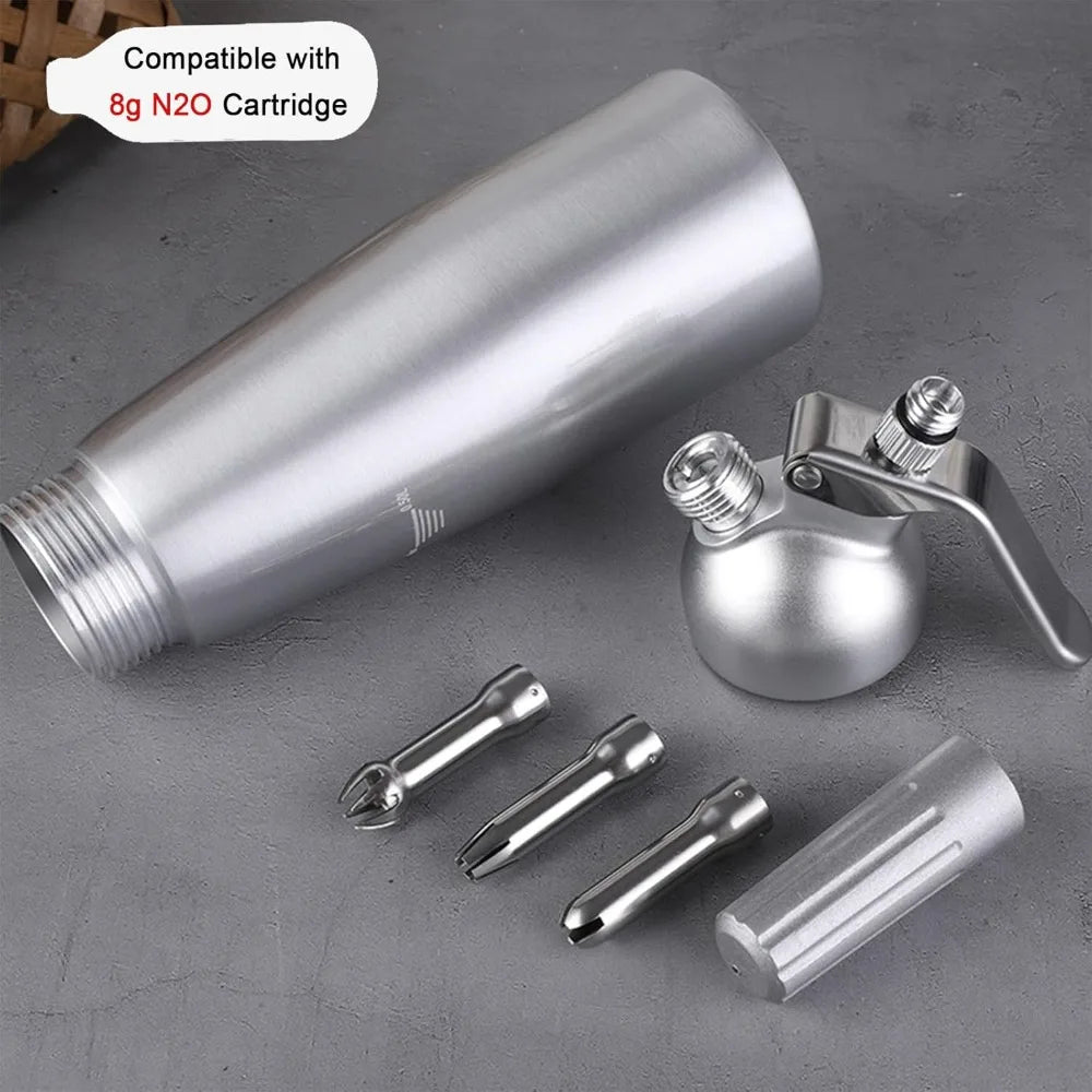 FEB.WIND 500ml Aluminum Cream Gun & Stainless Foam Dispenser Cream Foam Dispenser Nixie