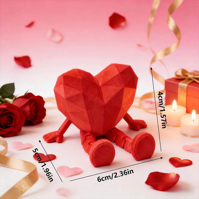 Jointed Miniature Heart Figurine – Valentine's Day Décor Gift Decorative Figurine Nixie