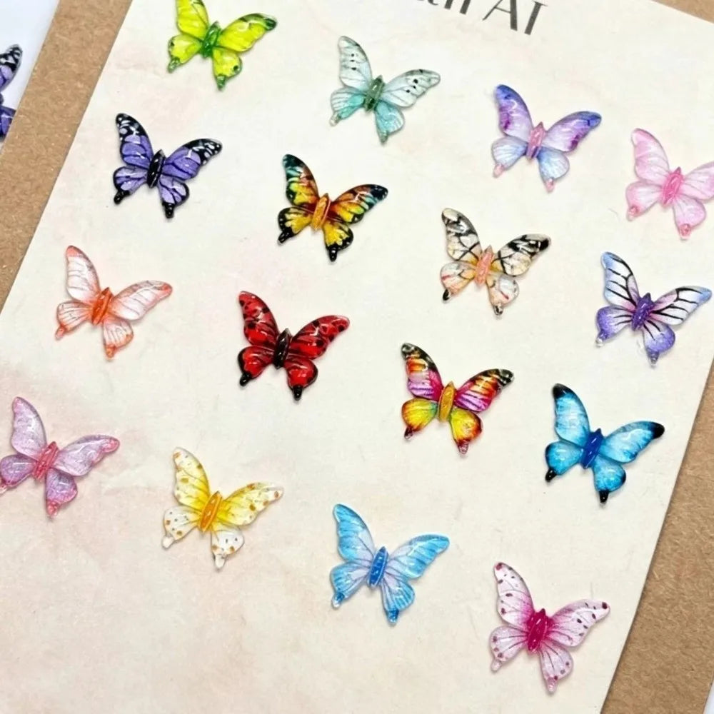 50pcs 3D Butterfly Nail Charms – Multicolor Glossy Resin Set Nail Art Charms Nixie