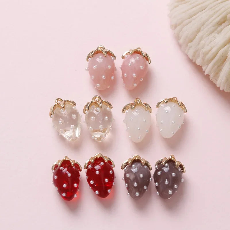 Resin Strawberry Pendant Charm for DIY Jewelry Making Jewelry Charm Pendant Nixie