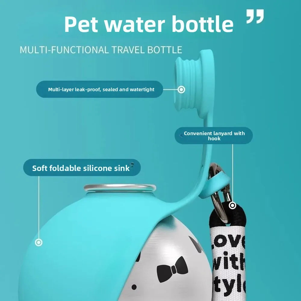 285ml Leak-Proof Stainless Steel Dog Travel Water Bottle & Bowl Dog Travel Water Bottle Nixie