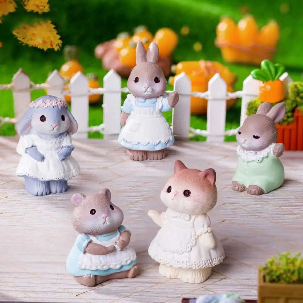 5-Piece Mini Animal Figurine Set – Fairy Garden Easter Décor Miniature Figurine Set Nixie