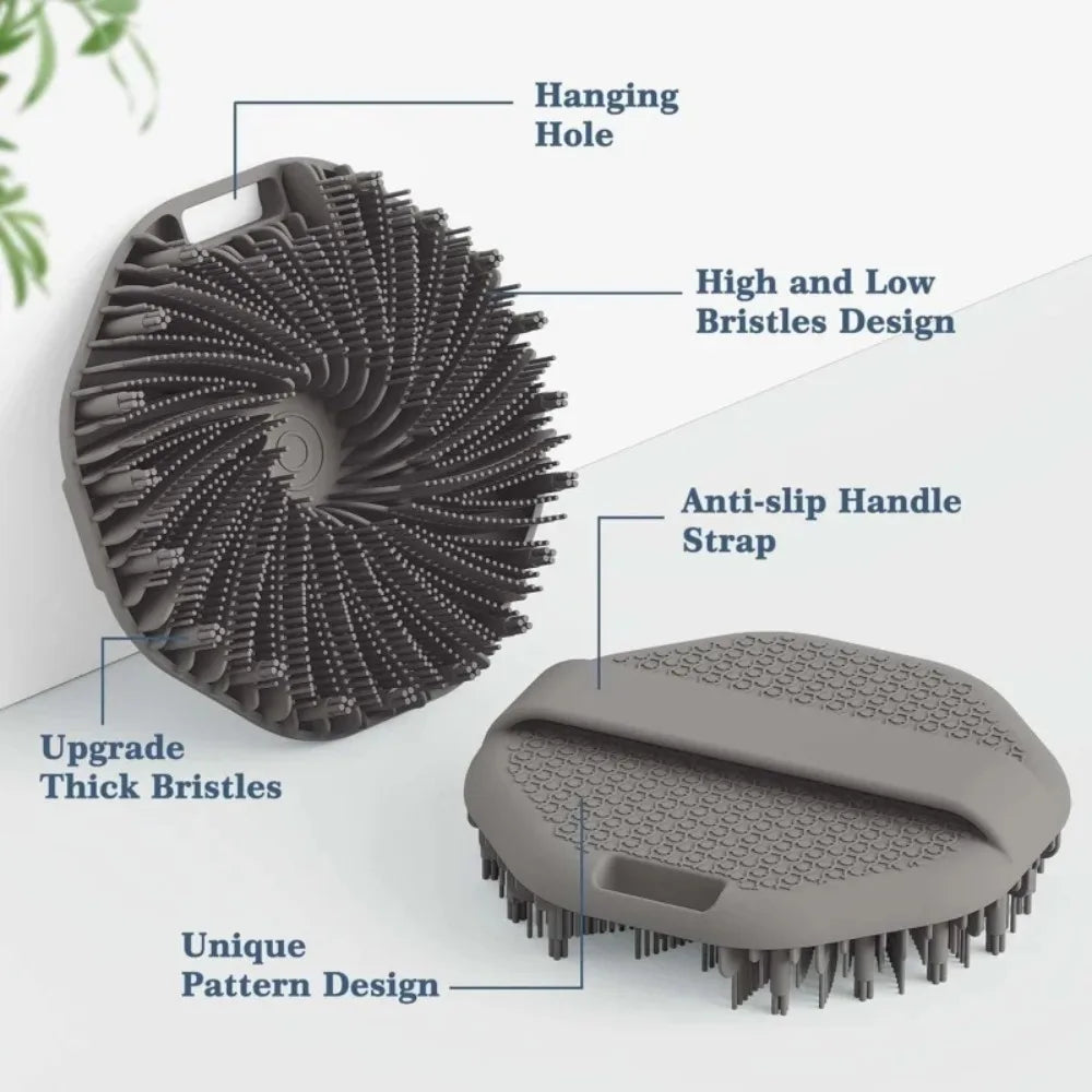 Silicone Hexagonal Bath Brush – Wall-Hanging Shower Scrubber
