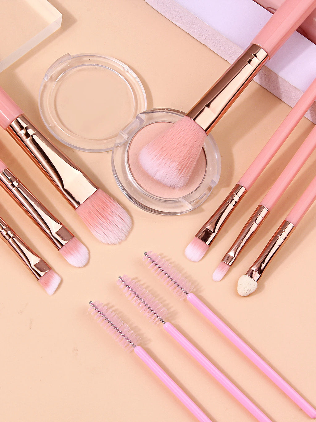 12-Piece Soft Pink Makeup Brush Set with Sponge | Beauty Kit Makeup Brush Set Nixie
