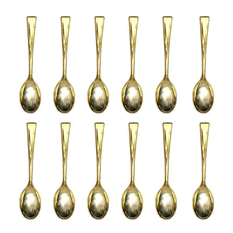 24PCS Gold Disposable Plastic Flatware – Mini Spoons & Forks Set