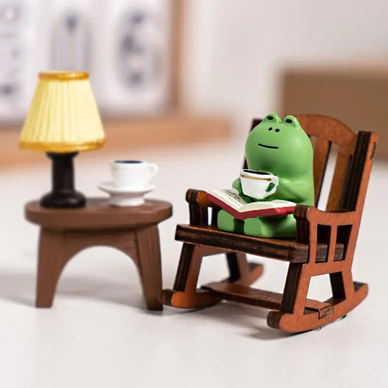 Cute Mini Frog Rocking Chair Resin Figurine Desk Décor Resin Desk Figurine Nixie Default Title