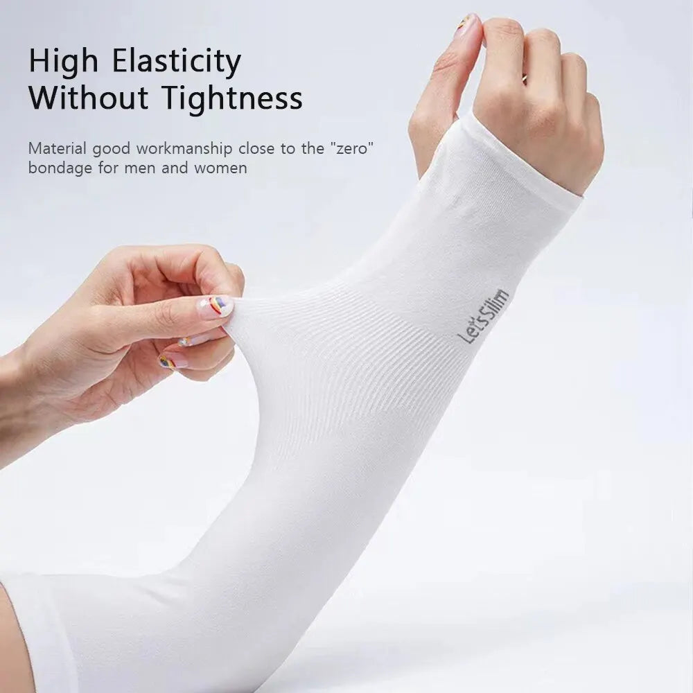 2 Pairs UV Protection Ice Silk Fingerless Arm Sleeves – Unisex