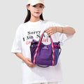 Korean Color-Block Canvas Shoulder Bag | Unisex Travel Tote Canvas Shoulder Bag Nixie purple