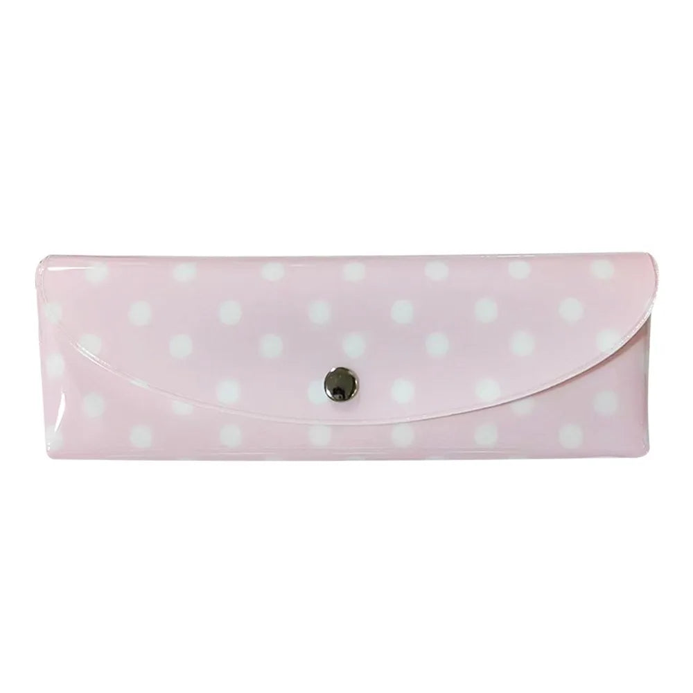 PVC Polka Dot Pencil Case Snap-Button Pen Pouch School & Office