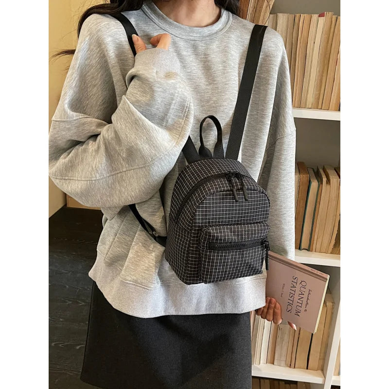 Women's Lightweight Mini Plaid Nylon Backpack – Casual Style Mini Backpack Nixie