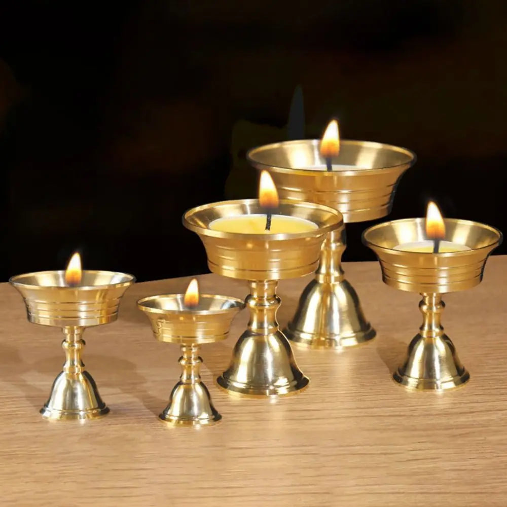 Copper Butter Lamp Holder Golden Candlestick Multi-Size