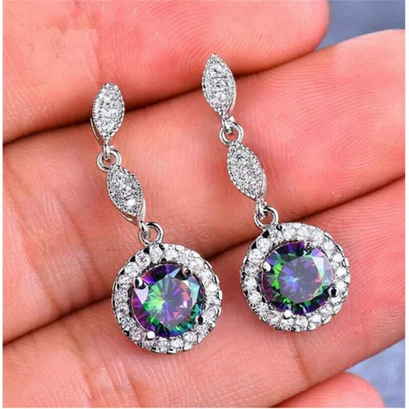 Round Glass Mystic Rainbow Stud Earrings – Vintage Style Stud Earrings Nixie