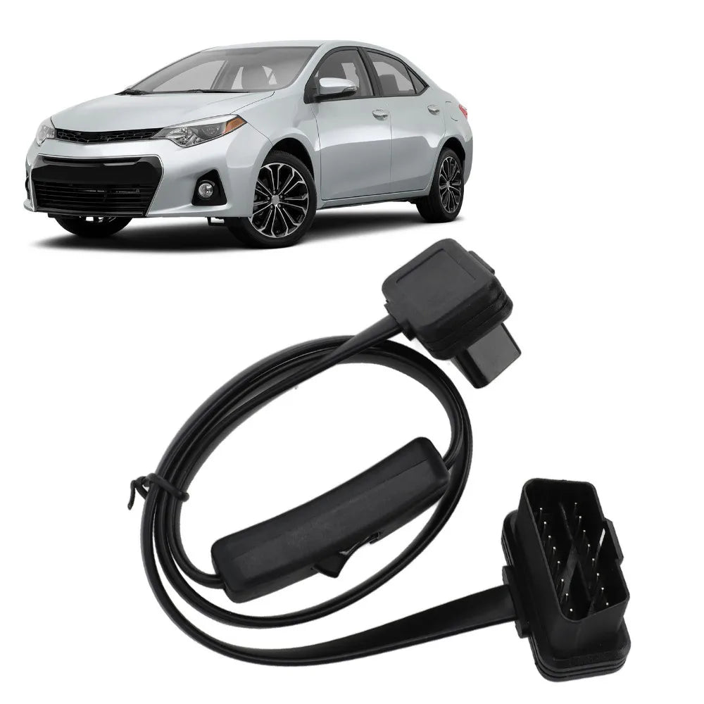 16-Pin OBD2 Extension Cable with Power Switch – Flat Diagnostic Adapter