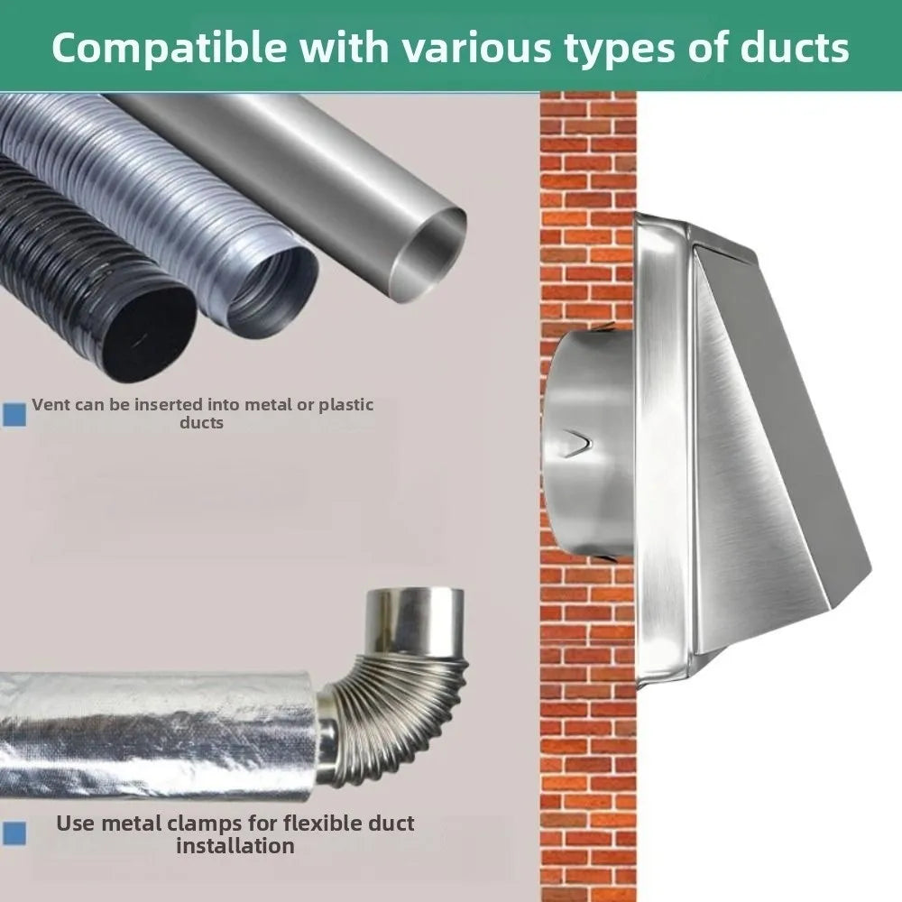 Square Stainless Steel Air Vent 4" 5" 6" – Ducting Outlet Cover Ventilation Vent Cover Nixie