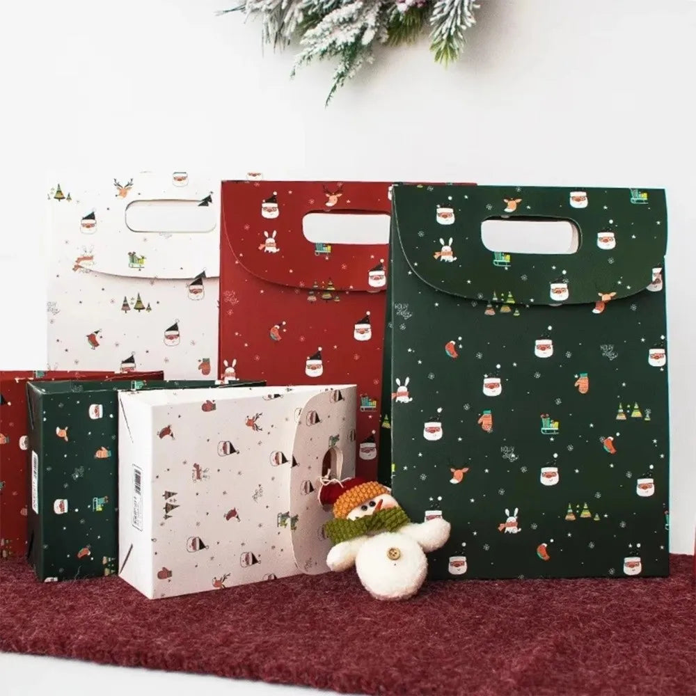 3Pcs Christmas Gift Boxes S/M/L Flip Cover Paper Candy Bags Christmas Gift Box Nixie