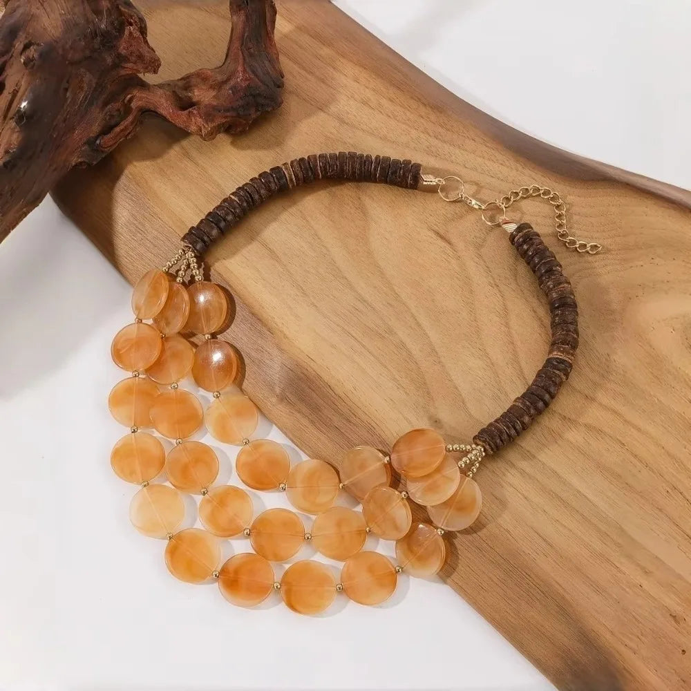 Multilayer Geometric Beaded Necklace – Acrylic & Wood | Nixie Beaded Necklace Nixie