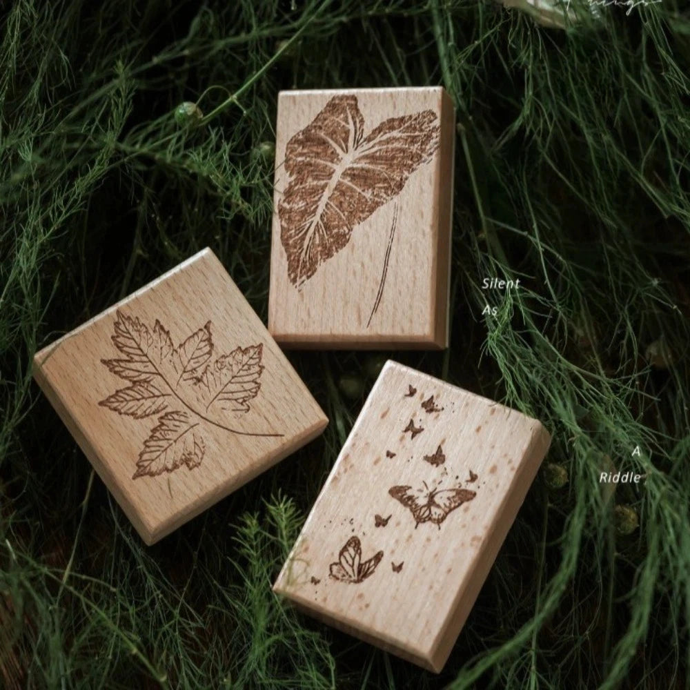 Wooden Rubber Craft Stamps – Flower Butterfly Leaves Designs Rubber Craft Stamps Nixie
