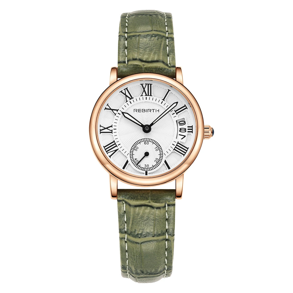 REBIRTH Women's Retro Leather Quartz Watch – Casual Daily Wear